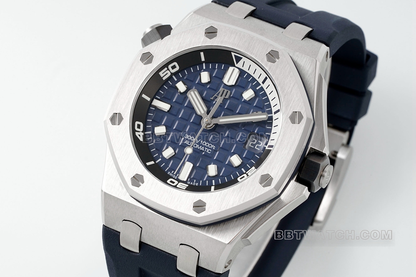 APS factory Audemars PiguetRoyal Oak offshore type 1:1top-tier sea blue dial rubber model 15720ST.OO.A027CA.01front live photo