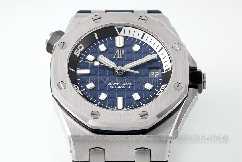 APS factory Audemars PiguetRoyal Oak offshore type 1:1top-tier sea blue dial rubber model 15720ST.OO.A027CA.01front live photo