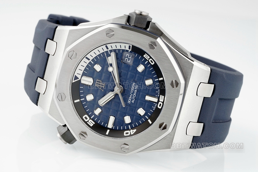 APS factory Audemars PiguetRoyal Oak offshore type 1:1top-tier sea blue dial rubber model 15720ST.OO.A027CA.01front live photo