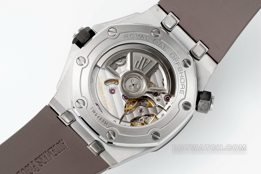 APS factory Audemars PiguetRoyal Oak offshore top-tier 1:1high-quality gray plate rubber model 15720ST.OO.A009CA.01caseback live photo