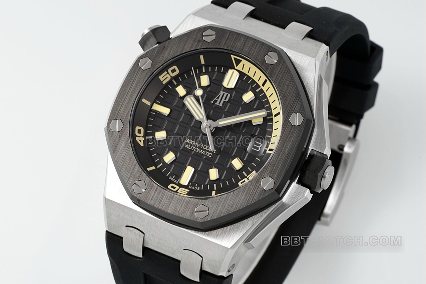APS factory Audemars PiguetRoyal Oak offshore top-tier 1:1super cloneblack dial rubber model 15720CN.OO.A002CA.01front live photo