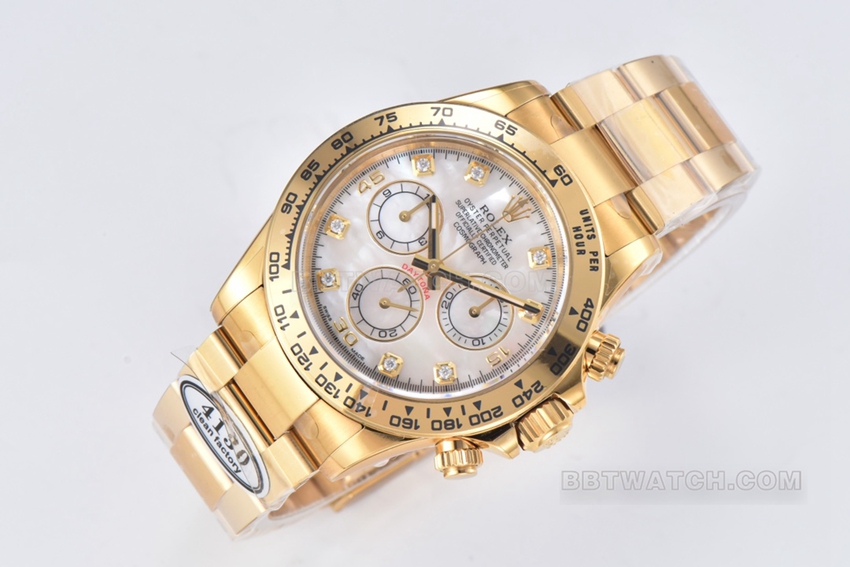 Factory C Rolex Daytona mother-of-pearl plate yellow goldsteel bracelet model m116508-0007 front live photo