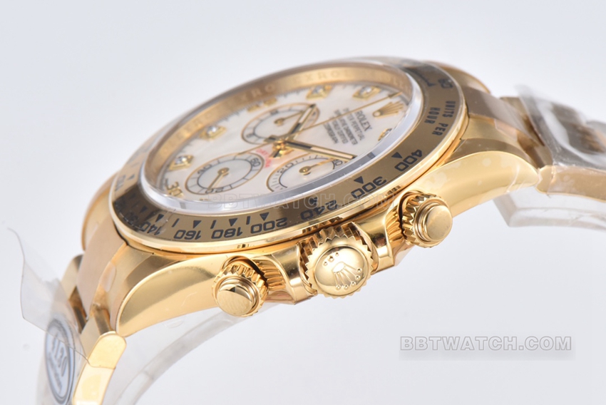 Factory C Rolex Daytona mother-of-pearl disk yellow goldsteel bracelet model m116508-0007side live photo