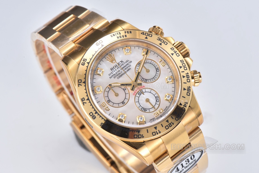 Factory C Rolex Daytona mother-of-pearl plate yellow goldsteel bracelet model m116508-0007 front live photo