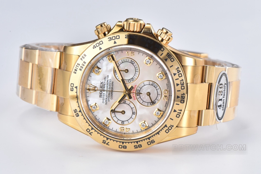 Factory C Rolex Daytona mother-of-pearl plate yellow goldsteel bracelet model m116508-0007 front live photo