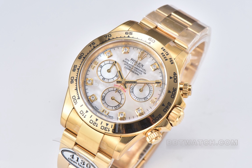 Factory C Rolex Daytona mother-of-pearl plate yellow goldsteel bracelet model m116508-0007 front live photo