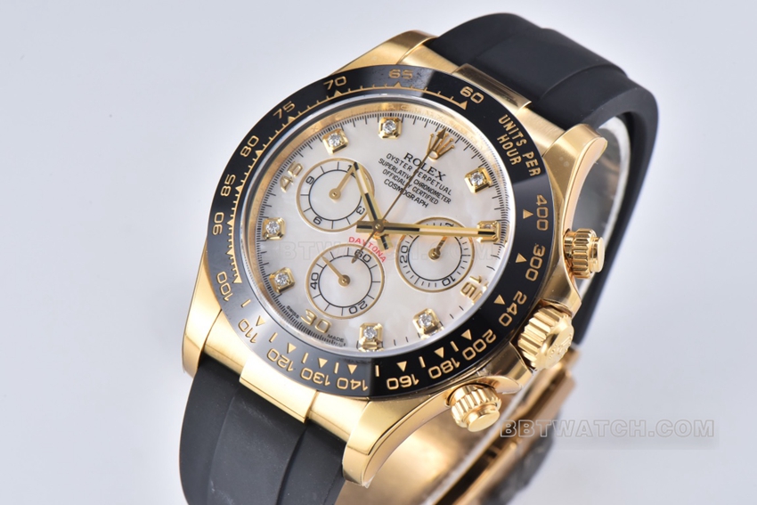 Factory C RolexDaytona1:1super mother-of-pearl disc yellow gold rubber model m116518ln-0045front live photo