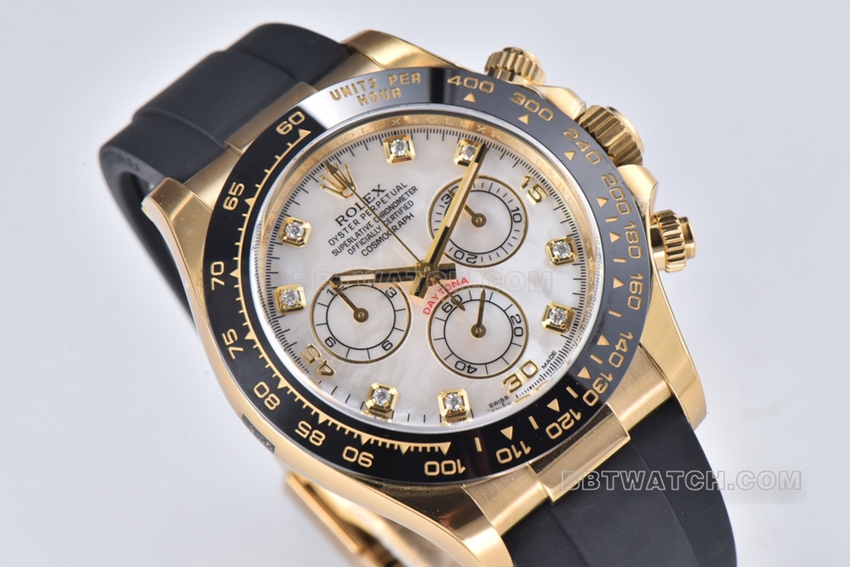 Factory C RolexDaytona1:1super mother-of-pearl disc yellow gold rubber model m116518ln-0045front live photo