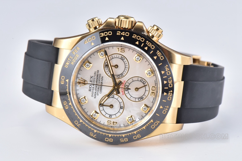 Factory C RolexDaytona1:1super mother-of-pearl disc yellow gold rubber model m116518ln-0045front live photo