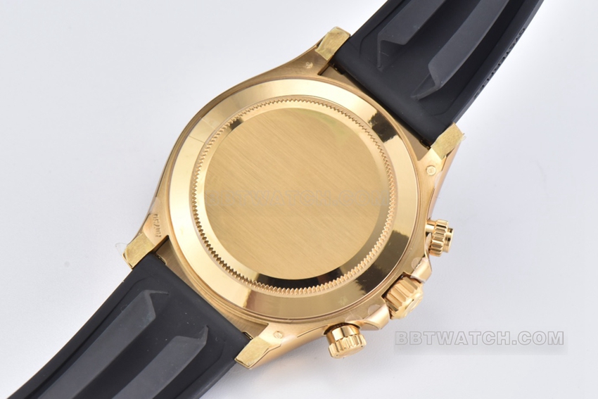 C Factory RolexDaytona1:1super clonewhite dialyellow gold rubber model m116518ln-0041caseback live photo