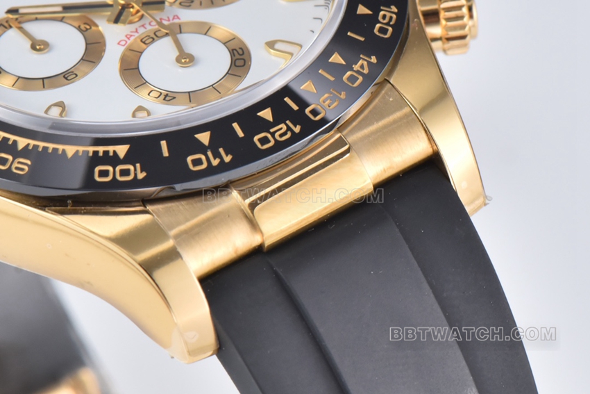 C Factory RolexDaytona1:1super clonewhite dialyellow gold rubber model m116518ln-0041front live photo