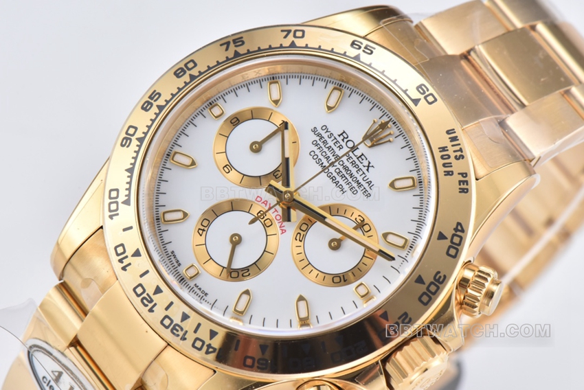 Factory C RolexDaytonasuper clonewhite dialyellow goldsteel bracelet model m116508-0001front live photo