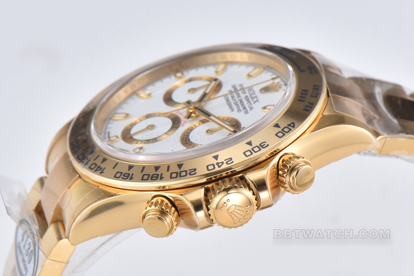 Factory C RolexDaytonasuper clonewhite dialyellow goldsteel bracelet model m116508-0001side live photo