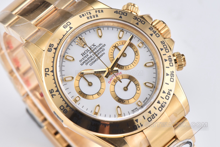 Factory C RolexDaytonasuper clonewhite dialyellow goldsteel bracelet model m116508-0001front live photo