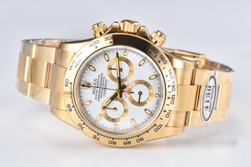 Factory C RolexDaytonasuper clonewhite dialyellow goldsteel bracelet model m116508-0001front live photo