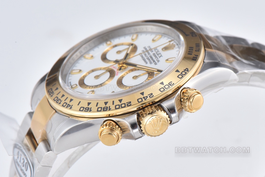 C Factory Rolex Daytona1:1top-tier replicawhite dial gold steel bracelet model m116503-0001side live photo