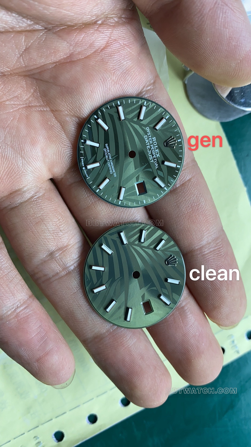 Factory C Rolex log top-tier 1:1super green palm leaf pattern disc 36mm steel bracelet model m126234-0047diallive photos
