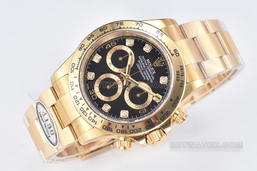 Factory C Rolex Daytonatop-tier replicablack dialyellow goldsteel bracelet model m116508-0016front live photo