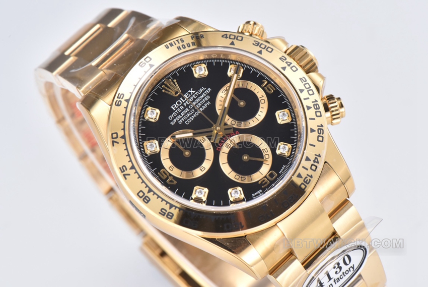 Factory C Rolex Daytonatop-tier replicablack dialyellow goldsteel bracelet model m116508-0016front live photo