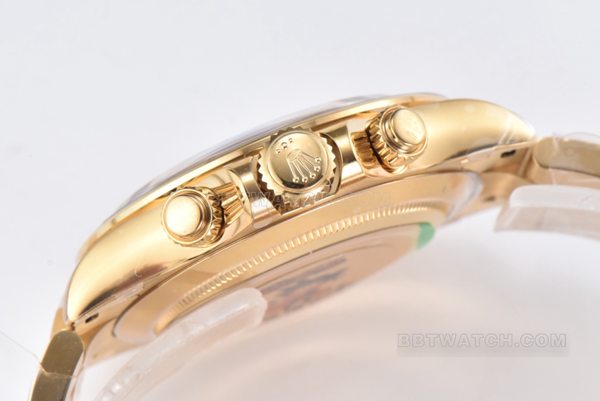 C factory Rolex Daytonatop-tier replicablack dialyellow goldsteel bracelet model m116508-0016side live photo