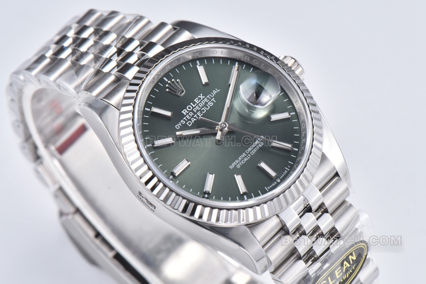 C factory Rolex log super A imitation green disk 36mm five compartment link m126234-0051 front real picture