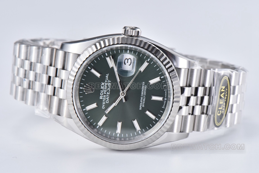 C factory Rolex log super A imitation green disk 36mm five compartment link m126234-0051 front real picture