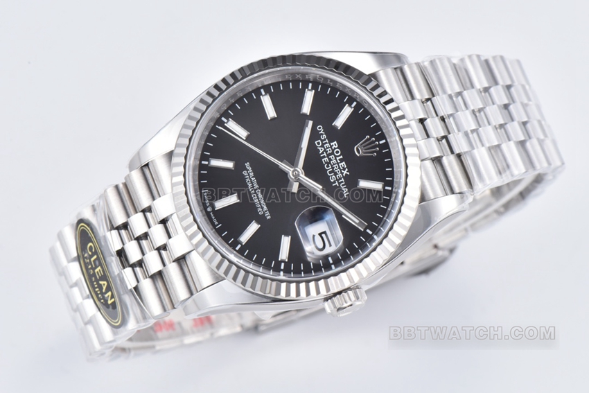 C factory Rolex log 1:1top-tier replicablack dial36mm five grid link m126234-0015front live photo