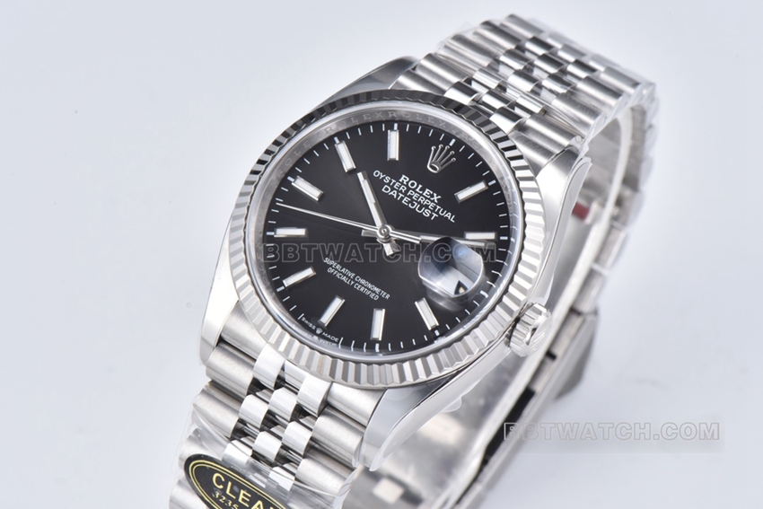 C factory Rolex log 1:1top-tier replicablack dial36mm five grid link m126234-0015front live photo