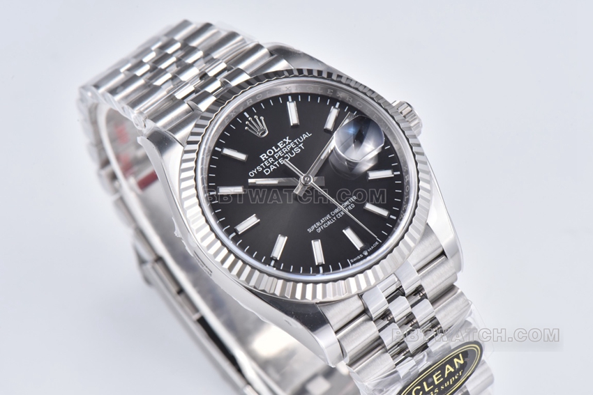 C factory Rolex log 1:1top-tier replicablack dial36mm five grid link m126234-0015front live photo
