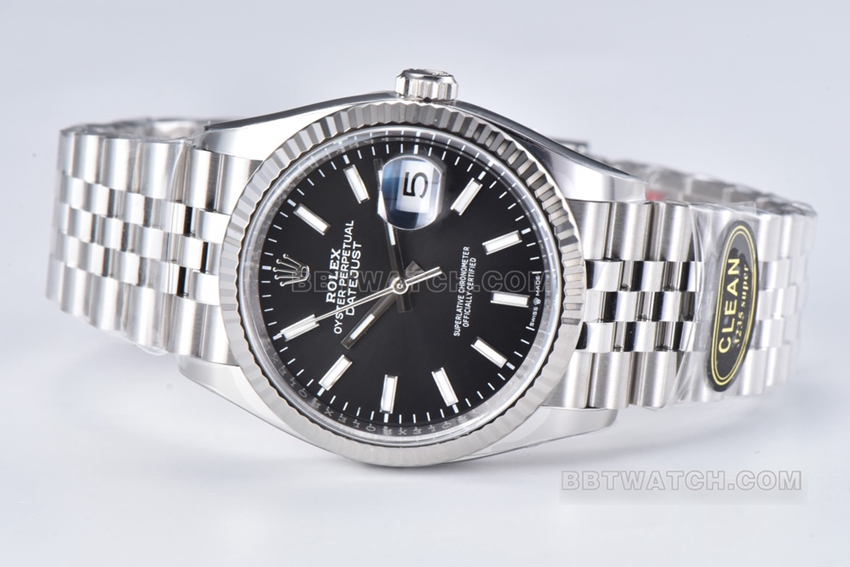 C factory Rolex log 1:1top-tier replicablack dial36mm five grid link m126234-0015front live photo
