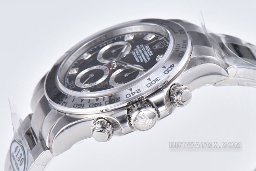 Factory C Rolex Daytonatop-tier 1:1high-quality replicablack dialsteel bracelet model m116509-0055side live photo