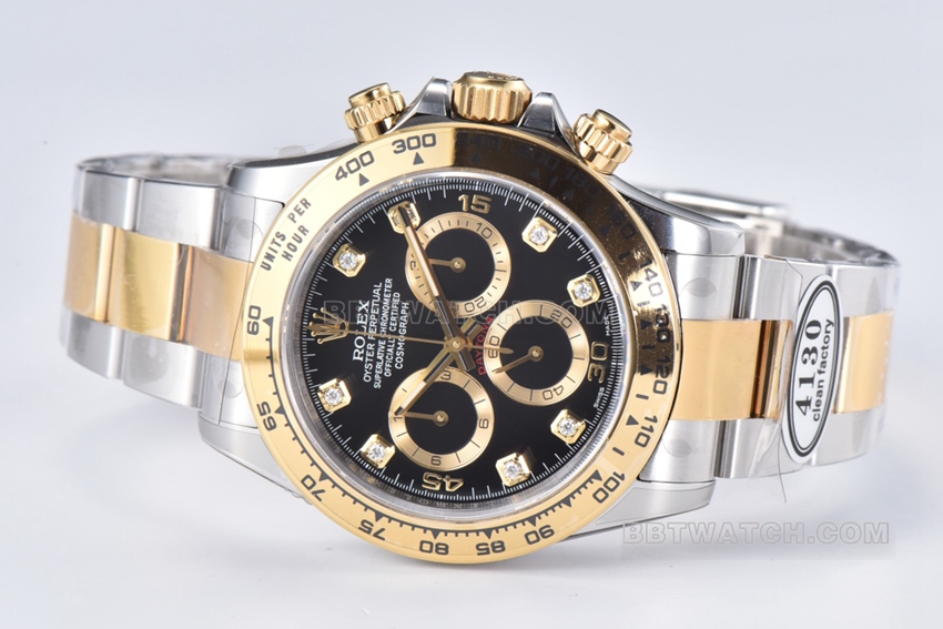 Factory C Rolex Daytonatop-tier 1:1super cloneblack dial gold steel bracelet model m116503-0011front live photo