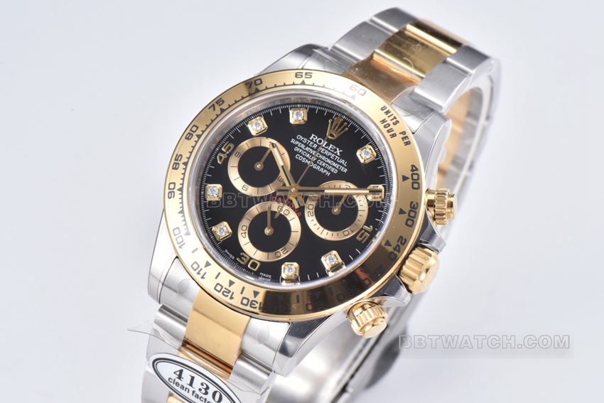Factory C Rolex Daytonatop-tier 1:1super cloneblack dial gold steel bracelet model m116503-0011front live photo