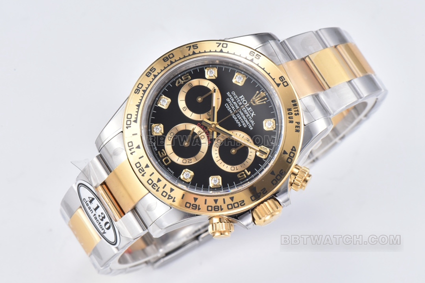 Factory C Rolex Daytonatop-tier 1:1super cloneblack dial gold steel bracelet model m116503-0011front live photo