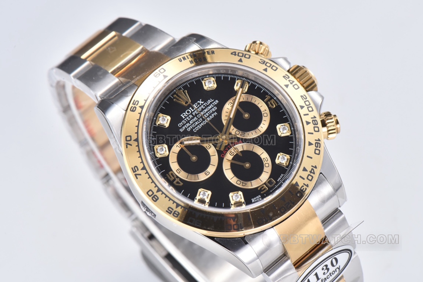 Factory C Rolex Daytonatop-tier 1:1super cloneblack dial gold steel bracelet model m116503-0011front live photo