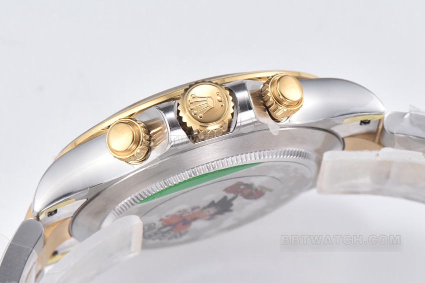 Factory C Rolex Daytonatop-tier 1:1super cloneblack dial gold steel bracelet model m116503-0011side live photo