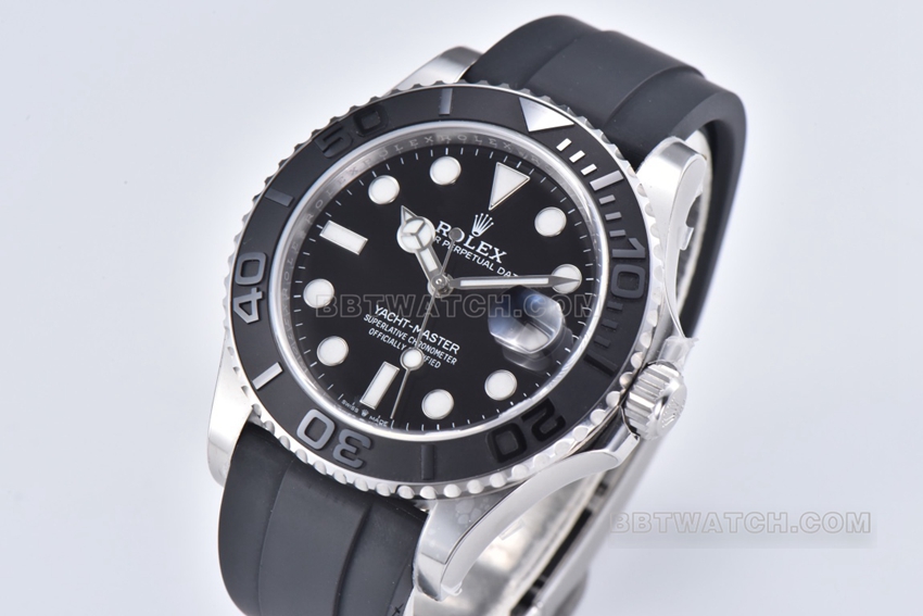 C Factory Rolex Yacht-Master Top Black Dial Rubber Strap M226659-0002 Front Real Shot Photo