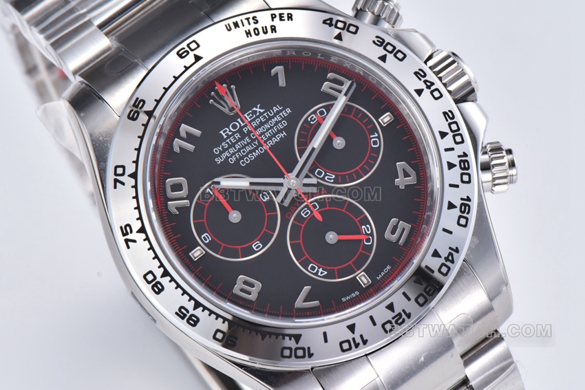 Factory C Rolex Daytona1:1super cloneblack dialsteel bracelet model 116509-78599front live photo