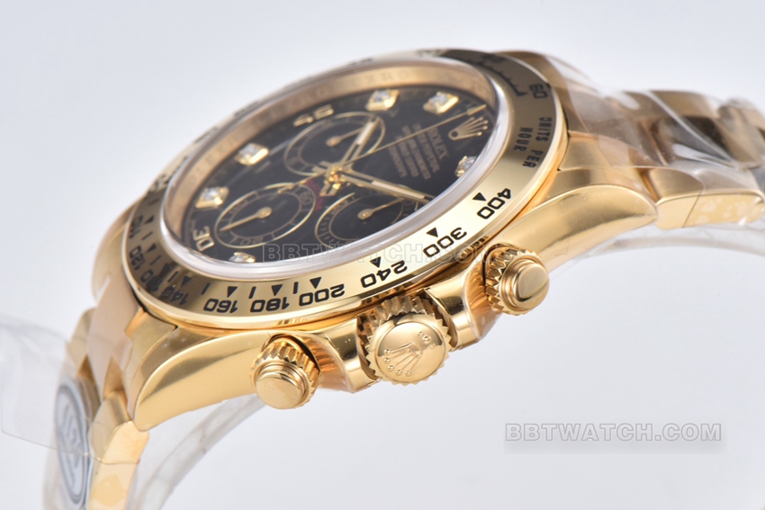 Factory C RolexDaytonatop-tier 1:1high-quality replicablack dialyellow goldsteel bracelet model m116508-0008side live photo