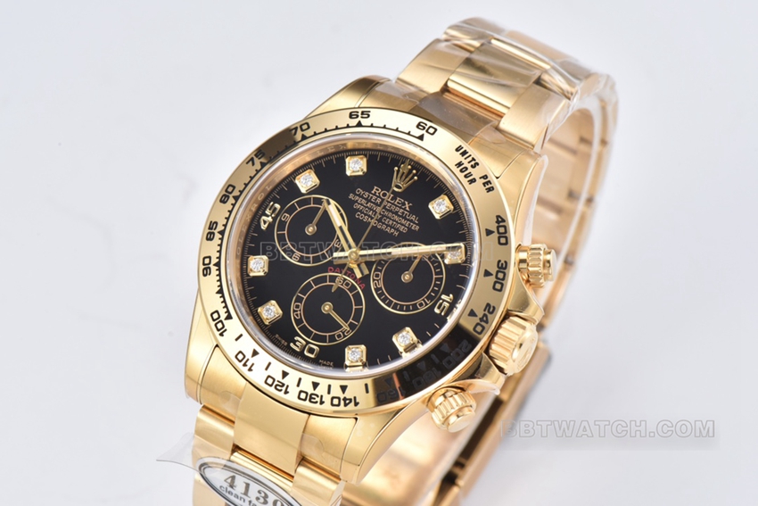 Factory C RolexDaytonatop-tier 1:1high-quality replicablack dialyellow goldsteel bracelet model m116508-0008front live photo