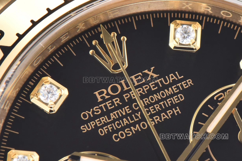Factory C RolexDaytonatop-tier 1:1high-quality replicablack dialyellow goldsteel bracelet model m116508-0008front live photo