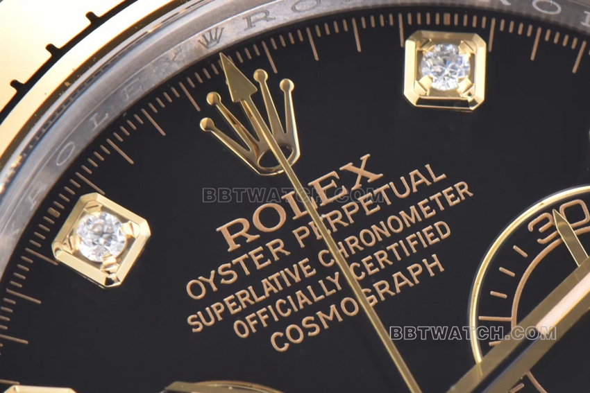 Factory C Rolex Daytonatop-tier 1:1super cloneblack dial gold steel bracelet model m116503-0008front live photo