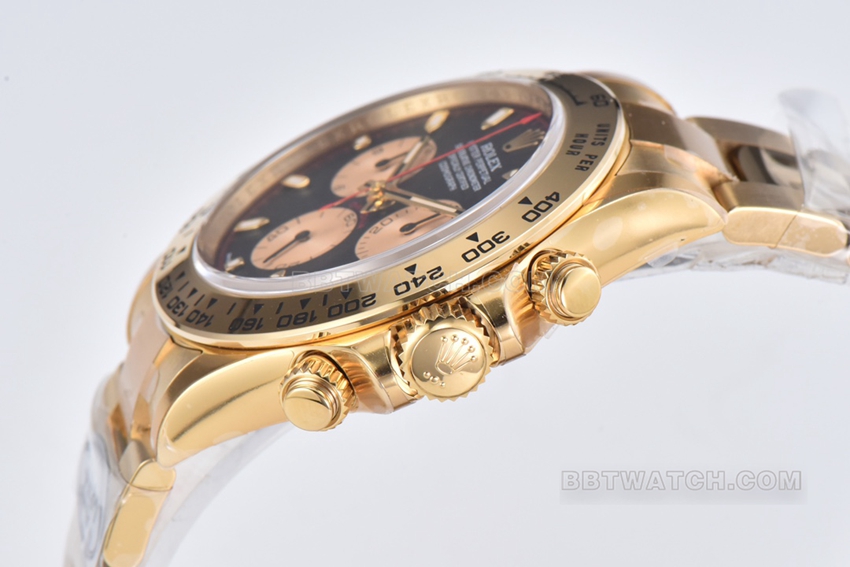 C factory RolexDaytona1:1super cloneblack dialyellow gold little devil steel bracelet model m116508-0009side live photo