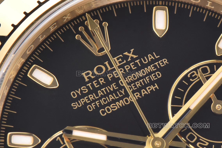 C factory RolexDaytona1:1super cloneblack dialyellow goldsteel bracelet model m116508-0004front live photo