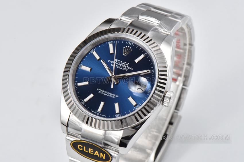 C factory Rolex log 1:1super cloneblue dial41mm three row link m126334-0001front live photo