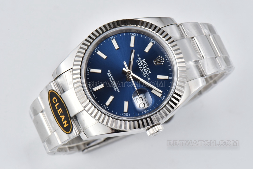 C factory Rolex log 1:1super cloneblue dial41mm three row link m126334-0001front live photo