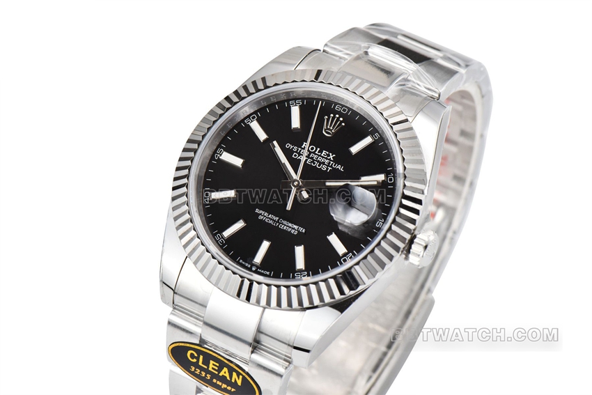 Factory C Rolex log top-tier 1:1high-quality replicablack dial41mm three-row link m126334-0017front live photo