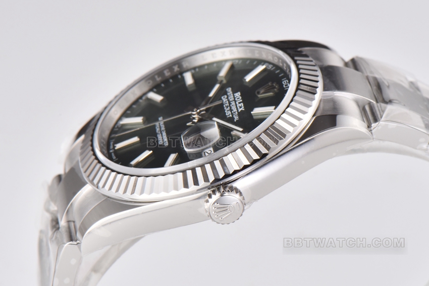 C factory Rolex log top-tier replicagreen dial41mm three-grid link m126334-0027side live photo