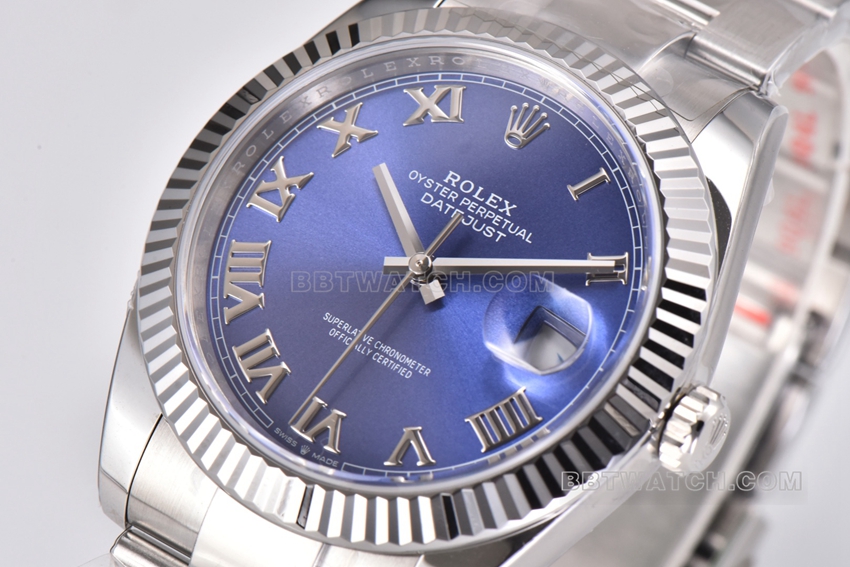 C factory Rolex log 1:1super cloneblue dial Roman numeral steel bracelet model m126334-0025front live photo