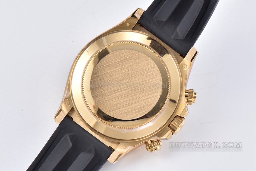 Factory C Rolex Daytonatop-tier 1:1super silver white dialyellow gold rubber model 116518caseback live photo